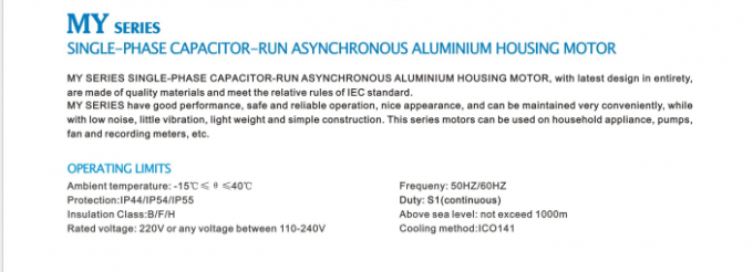 50Hz 0,55KW 0,75HP 1440rpm E&eacute;nfasige condensator-startrun Asynchrone inductiemotor 220V/230V AC Volt 60Hz Frequentie Nominale vermogen 5