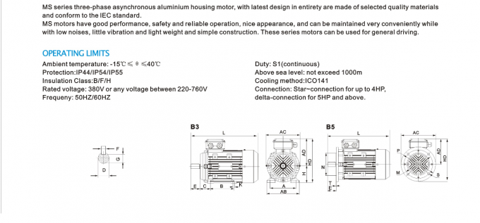 5.5KW 4HP Driefasige elektrische inductiemotor Mannelijke as 380V AC Volt 50Hz Waterdicht 5KW Nominale vermogen voor reinigingsmachine 5